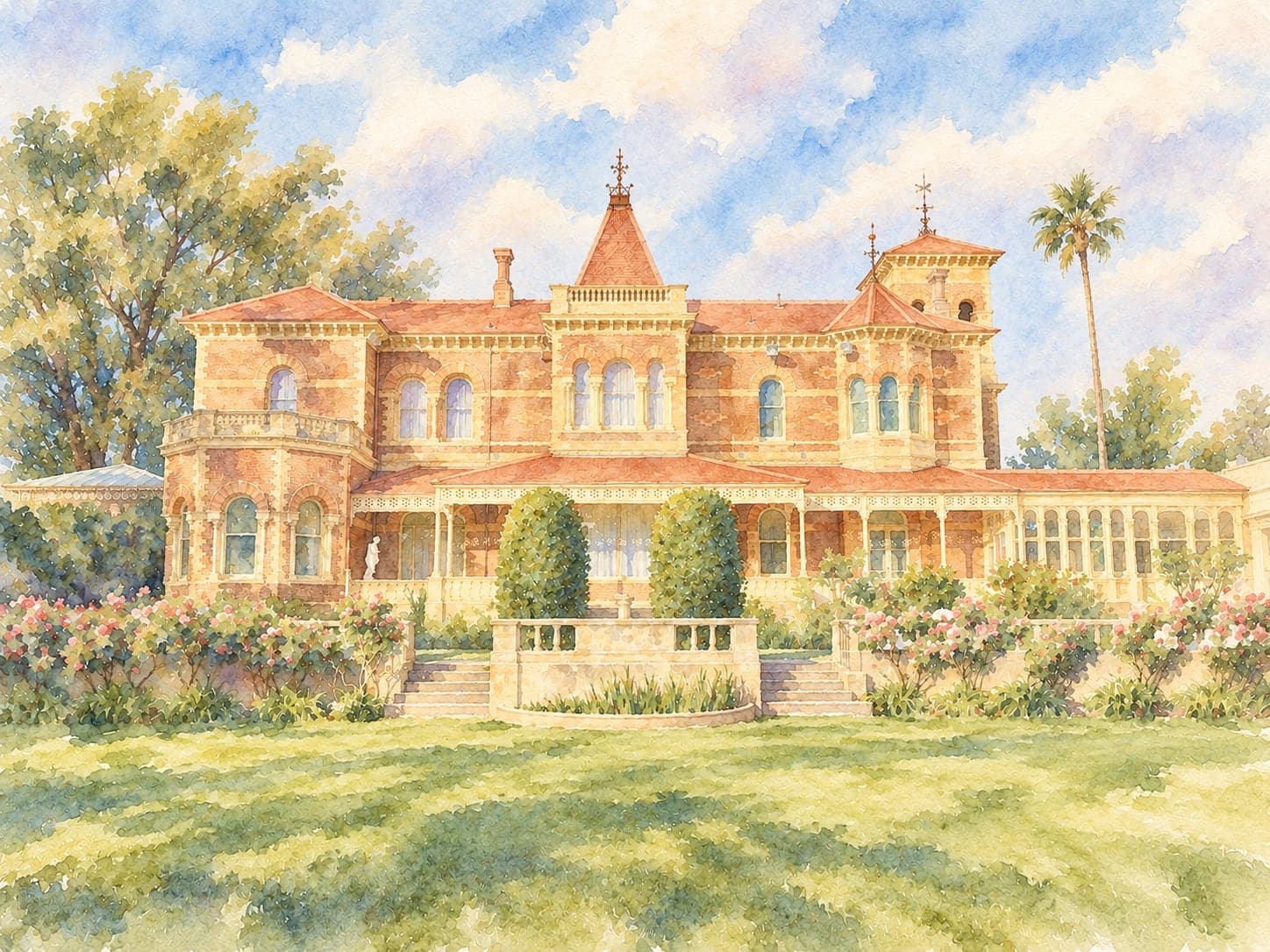 Watercolour of Rippon Lea Estate, Elsternwick